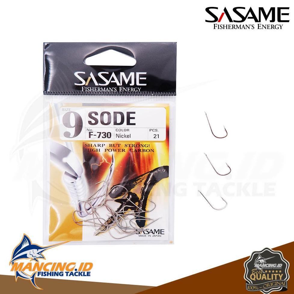 Sasame SODE F-730 Flat Carbon Hook Kail Pancing Ikan Mas Gurame Bawal Patin Hiu Anti Moncel Made in 