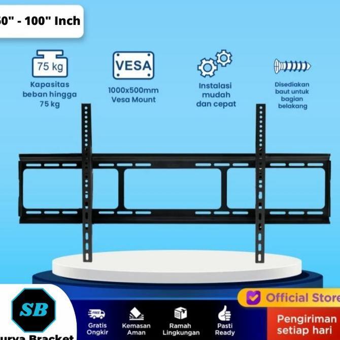 TERLARIS BRACKET TV BREKET TV LED LCD 60 65 70 75 80 100 INCH WALL MOUNT