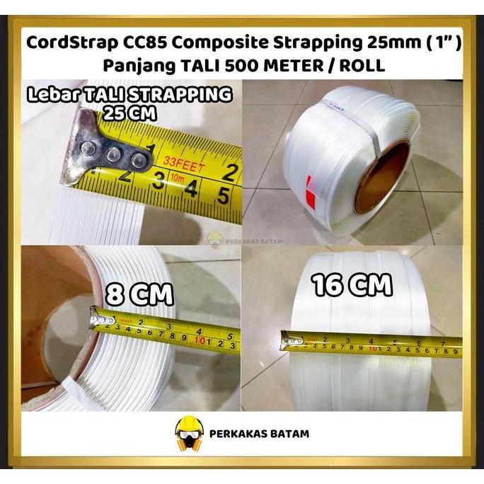 TERLARIS!! CORD STRAP BAND WHITE 25MM X M STRAPPING PACKING ROLL