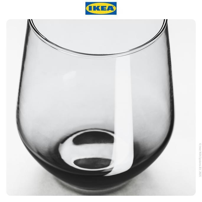 Essen- Ikea Ivrig Gelas Kaca Untuk Minum 45Cl Abu-Abu Isi 4Pcs