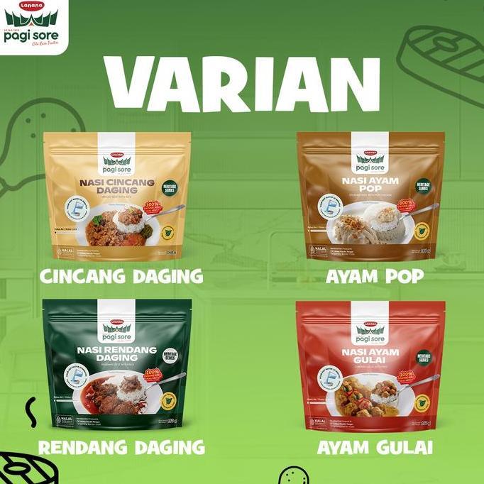 Tigadua_Global - SPESIAL LANANA Pagi Sore - Nasi Lauk Instan Daging Rendang / Daging Cincang / AYAM 