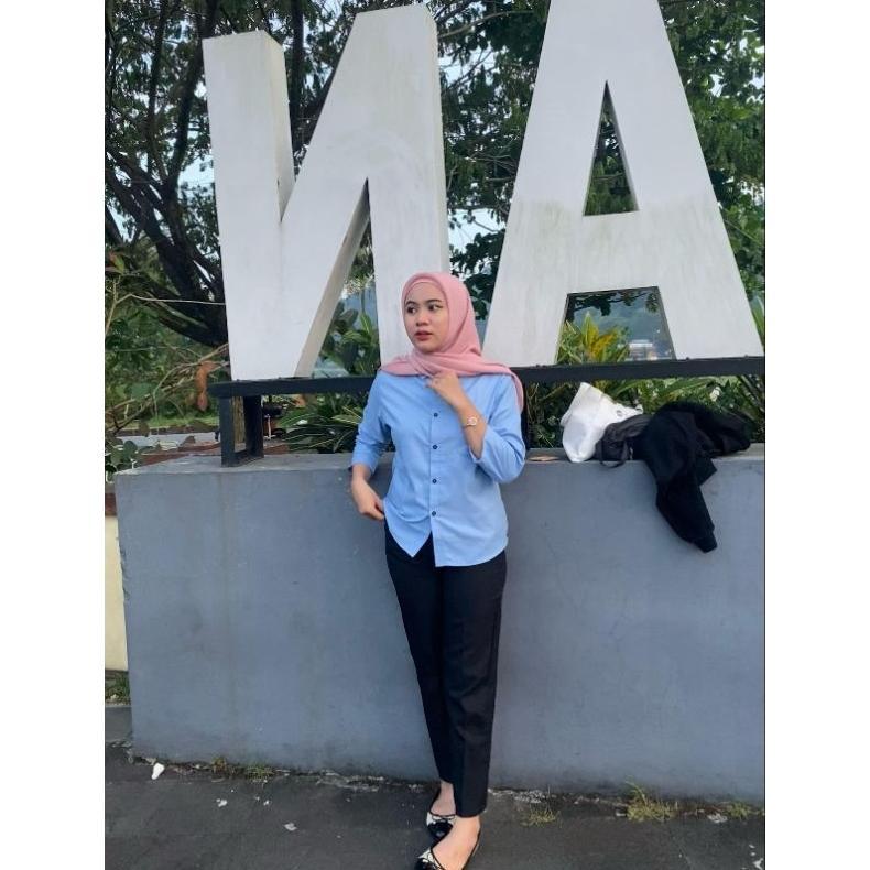 BEST DEALS seragam garment/kemeja kerja wanita/kemeja biru telur asin/seragam kerja pabrik/kemeja bi
