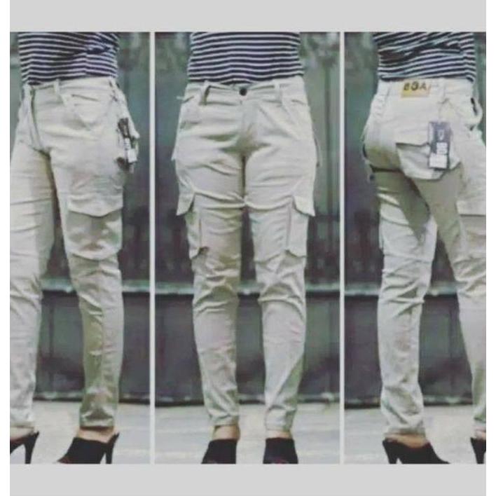 OOTD Celana Cargo Wanita Celana Cargo Panjang Model Pensil Kekinian OOTD