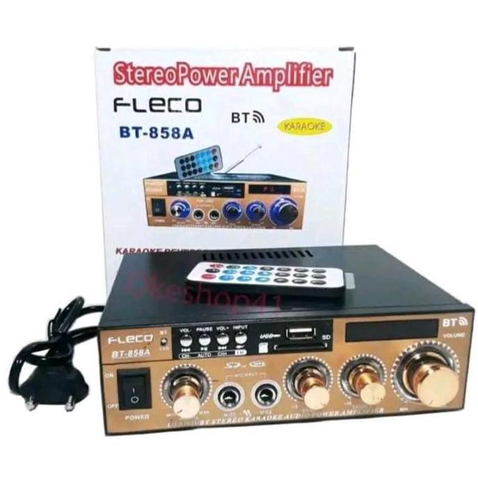 Grosir Power Amplifier Bt-858A Audio Streo Amplifier Bluetooth Rumahan Mixer Ampli Watt