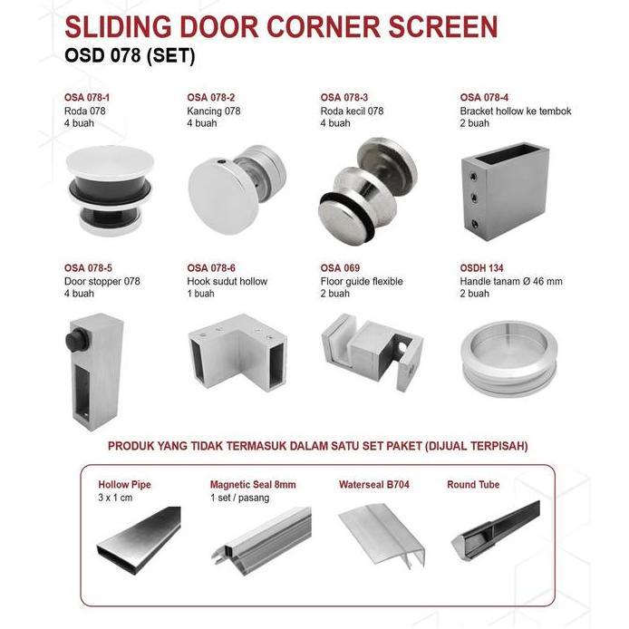 Sliding Corner Screen Accessory Set Pintu Sliding Shower Kamar Mandi Complete Handle Tanam Kaca