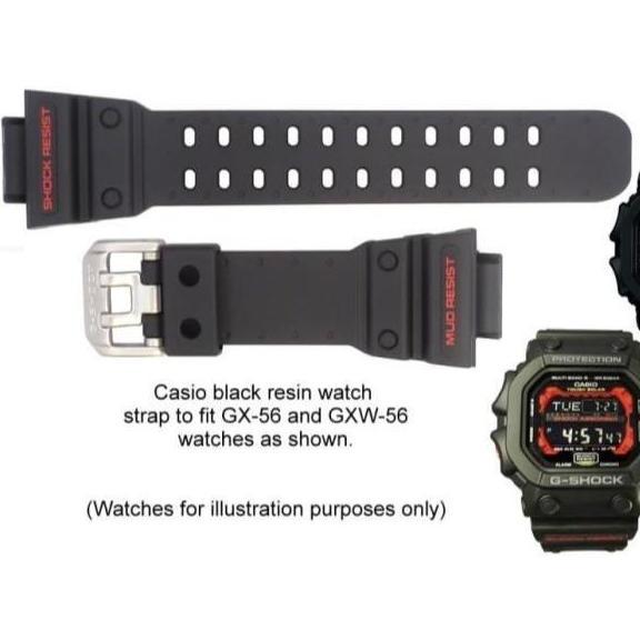 Casio Tali Band Strap Original untuk G-Shock GX-56 & GWX-56 Tali Pengganti Resin Hitam Shock Resist