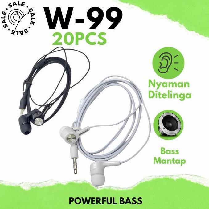 Grosir Earphone Toples Macaron W-99 Isi 20Pcs Full Bass Headset Handsfree Suara Jernih Murah Meriah