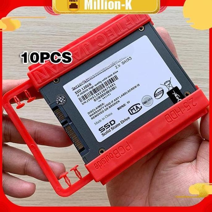 ICHENGO 10PCS Bracket SSD 2.5 to 3.5 inch for PC HDD Braket Harddisk Merah SSD Bracket Plastik PROTO
