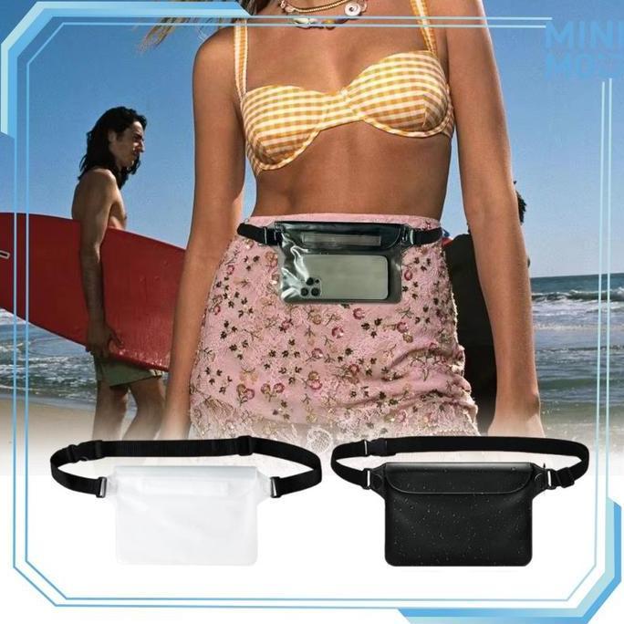 BOWTEKH Tas Pinggang HP Anti Air Transparan Untuk Pria Wanita Cocok Renang Arung Jeram dan Fotografi