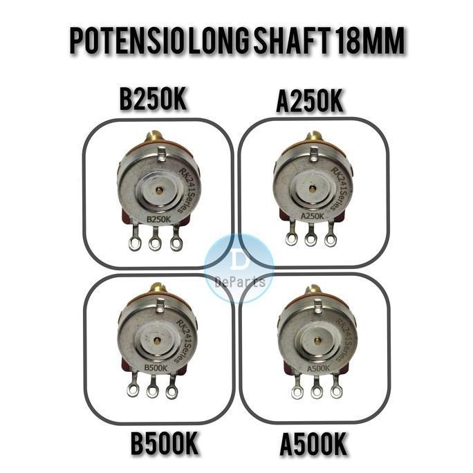 Ready Potensio Brass CTS Style 500K Long shaft 18mm untuk gitar gibson LP