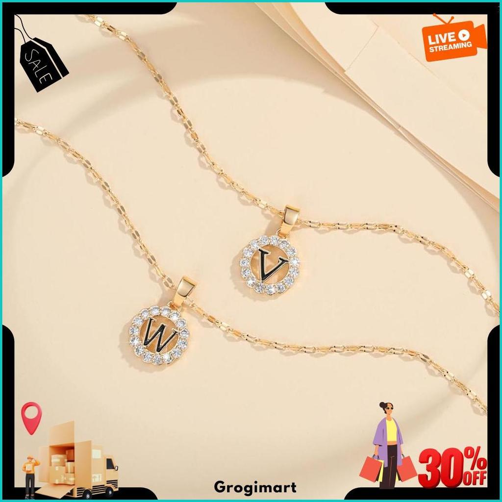 Lanmi Jewelry Kalung Titanium Huruf Wanita Anti Karat Lapis Emas Perhiasan Luntur Rose Gold Huruf Ak