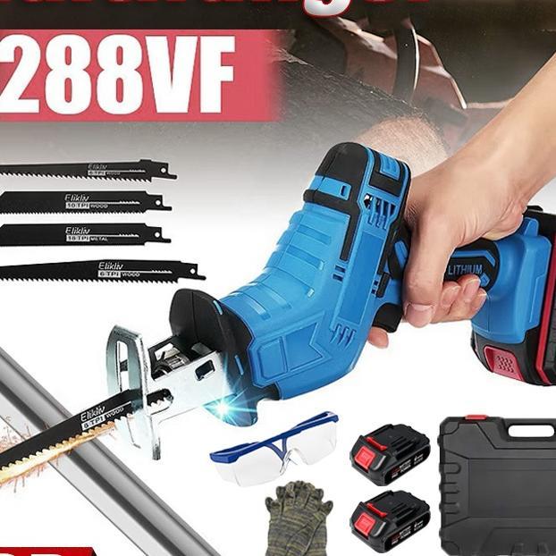 Effort Gergaji Mesin Mini Multifungsi Reciprocating Saw Gergaji Baterai Pemotong Listrik Kayu Logam 