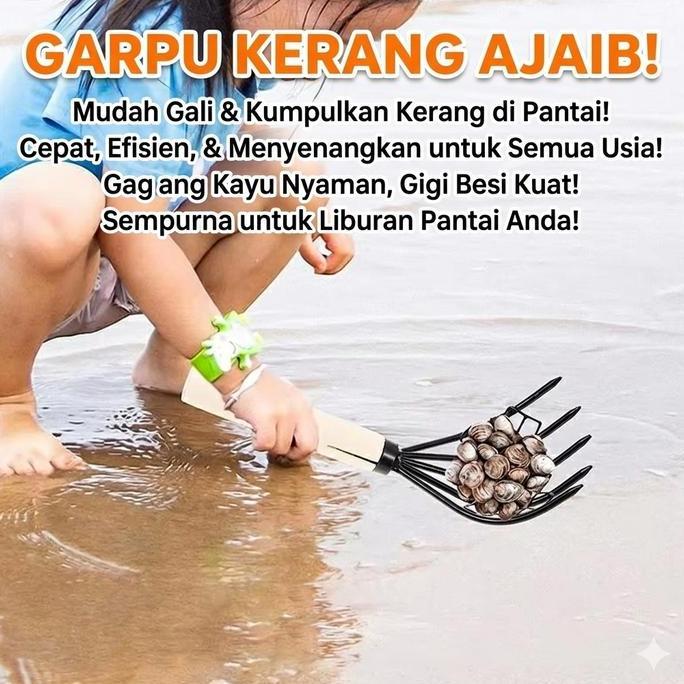 VIVIJEE Penggaruk Garpu Cari Pencari Garukan Alat Penggali Serok Pasir Lekesan Pantai Kerang Remis D