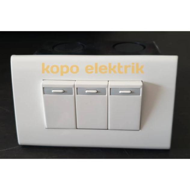 Saklar Triple Panasonic Model Panjang Tanam Set + Inbow Dus Panjang Panasonic