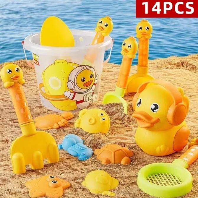 HYAKABA 14PCS Mainan Ember Pantai Anak Kecil SET Beach Toys Mainan Seru Di Pasir Kolam Renang Mainan
