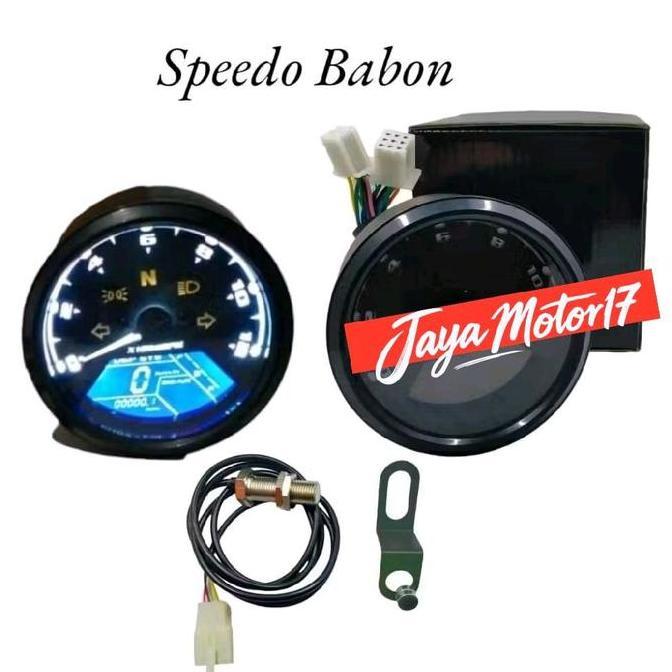 Speedometer babon bulat LED digital plus sensor speedo meter speedometer motor bulat universal untuk