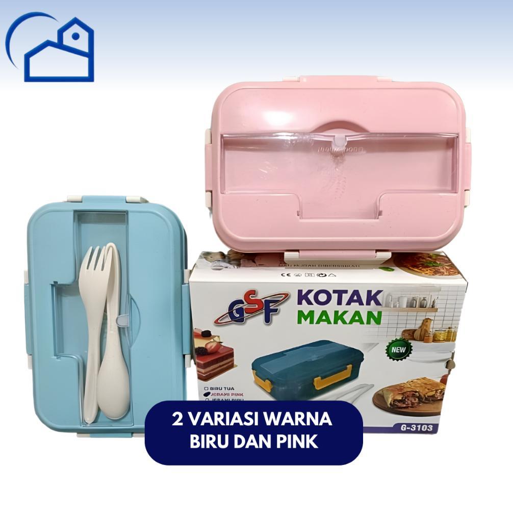 CUCI GUDANG Lunch Box Set Kotak Makan Bekal 1L Free Sendok Garpu Set 31003 Plastik Jerami Tebal Prak