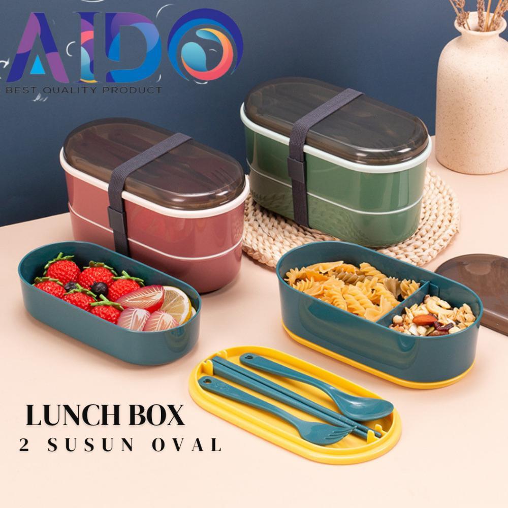 HOT Lunch Box Set Kotak Bekal Makan Jerami Gandum kotak makan Anti Tumpah Free Sendok dan Garpu  310