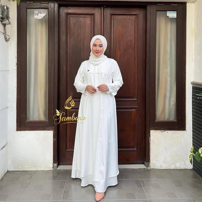 Abaya Putih Gamis Wanita Umroh