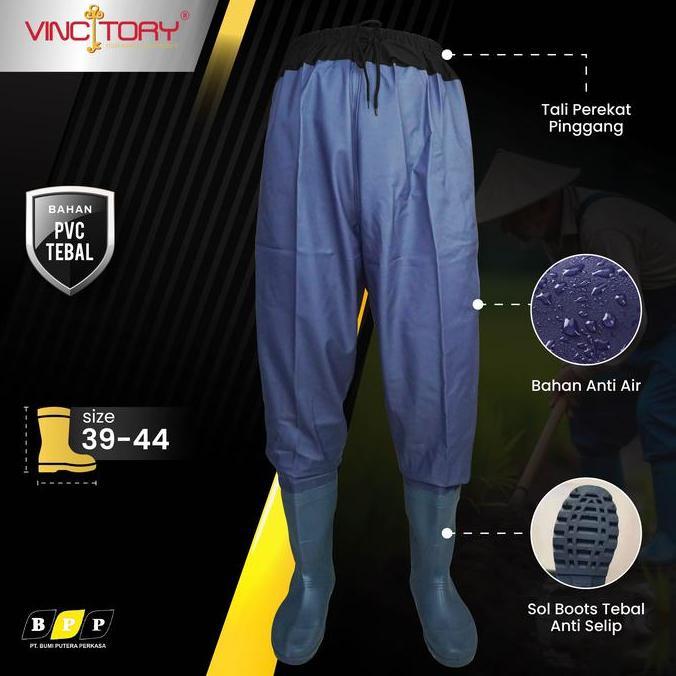 Sepatu Boots Karet Celana Petani Sawah Panjang Celana Safety Wader Pants Anti Air VINCITORY 2737