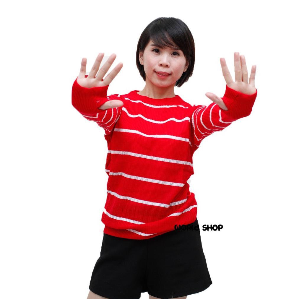 Sweater Rajut Roundhand Stripe | Sweater Bahan Rajut | Sweater Wanita