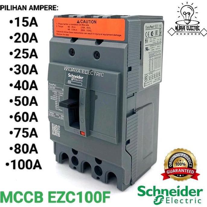 HARGA DISC - Schneider Ezc100f 3080 Mccb 3p 80a / Breaker mccb 3phase 80ampere Schneider original / 