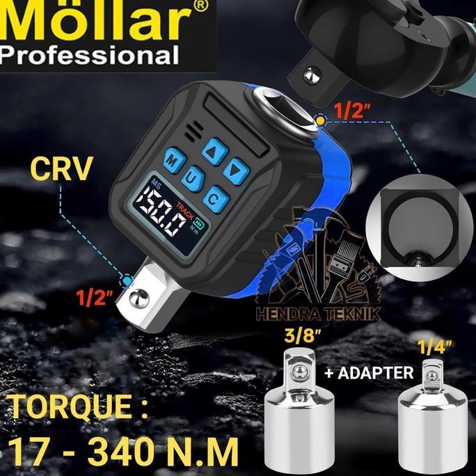 ADAPTOR KUNCI TORSI DIGITAL MOLLAR 17 - 340 Nm SET KUNCI MOMEN ELECTRIC DIGITAL TORQUE ADAPTER SET