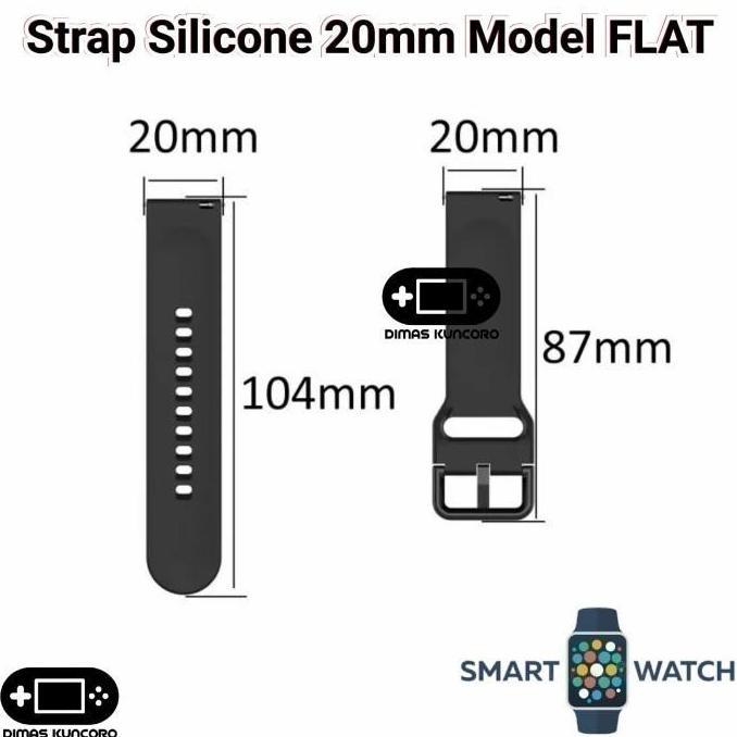 Strap Silicone 20mm FLAT silikon tali garmin vivomove hr 3 trend sport
