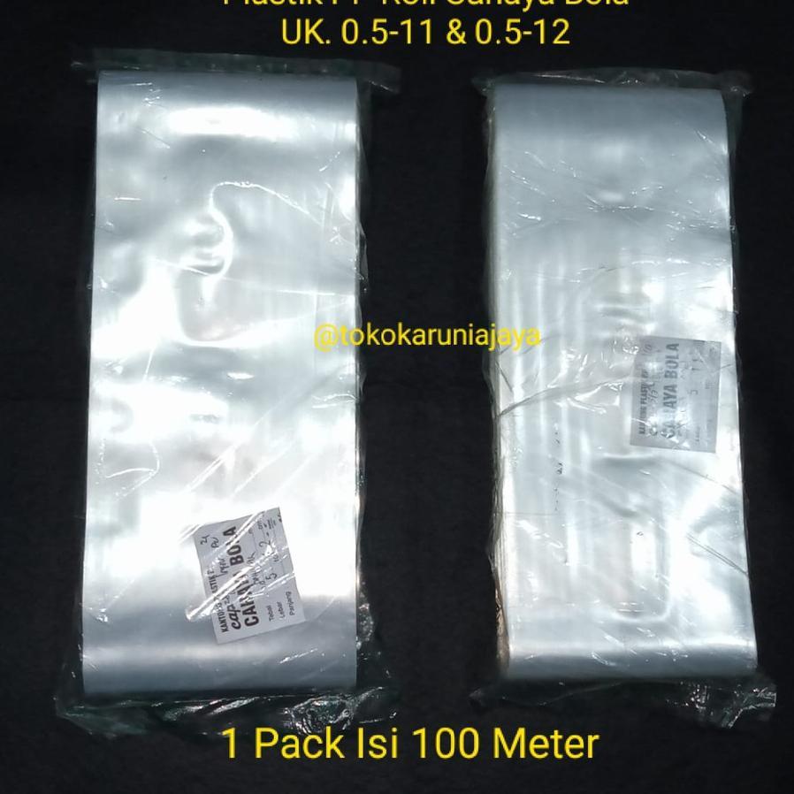 Plastik Pp Roll Tebal 0.5 Micron Ukuran Lebar 10 Cm, 11 Cm Dan 12 Cm (Merk Cahaya Bola / Isi 100 Met