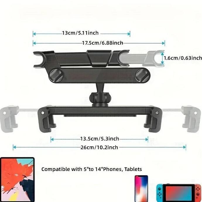 NICLIWITU Car Phone Holder 360 Derajat Stand HP Jok Mobil Belakang Universal Bisa Untuk Tablet Smart