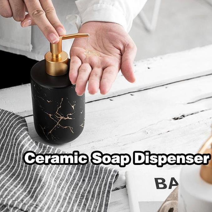 OTNEUDA 300ML Botol Keramik Sabun Cair-Botol Sabun Marbel-Botol Soap Keramik
