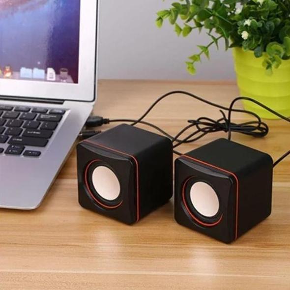 VINENNI Speaker Mini USB Kotak -  Spiker PC Komputer Warnet - Bisa untuk HP Laptop PC Komputer AIO T
