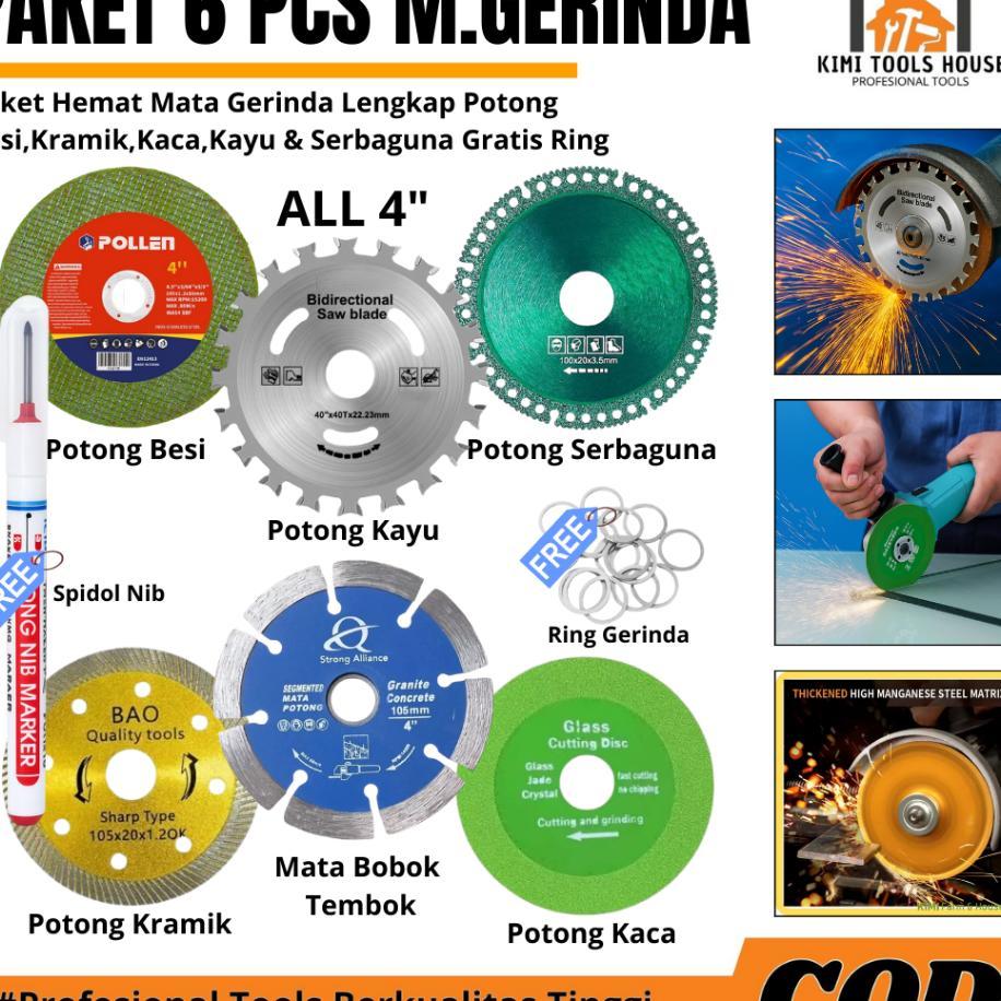 Paket 6Pcs Mata Gerinda Gratis Spidol Dan Ring Gerinda Mata Gerinda Pemotongan Serbaguna /Potong Kay
