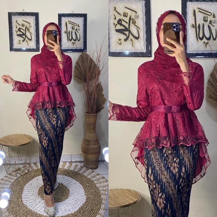 Diskont Kirana Ol - (Bisa Cod) Setelan Kebaya Modern Aurora Pita/Kebaya Wisuda Modern Kekinian/Kebay