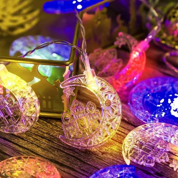 MATEGAV Lampu Hias Lebaran Ramadhan Warna-Warni / Lampu Tumblr Bulan Masjid dan Lampu Bintang MASJID