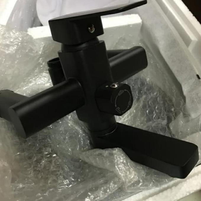Shower Tiang Set Komplit Panas Dingin /Kran Mixer/ Shower Tiang Hitam Panas Dingin/ Hitam/Shower Set
