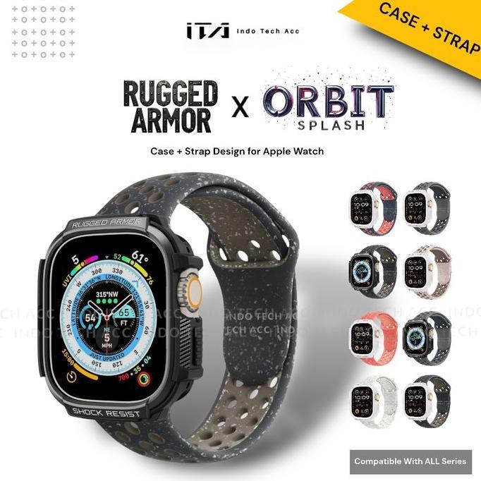 BEBAS ONGKIR - Case Strap for Apple Watch Series Series Ultra 3/2/1 Case Rugged Armor with Strap Orb