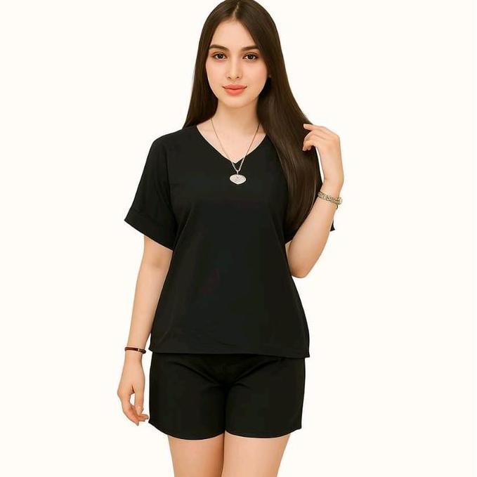 TERPOPULER Terlaris...Setelan Pendek Polos/ One set Baju Bali Wanita Polos Celana Pendek bahan katun