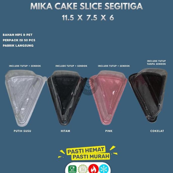 [50 SET] MIKA CAKE SEGITIGA HITAM PLUS SENDOK / MIKA KUE POTONG / CT SEGITIGA KECIL / MIKA SANDWICH 