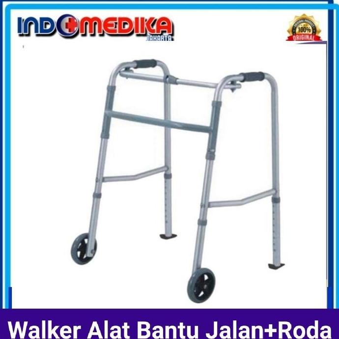 Tongkat Walker Dengan Roda / Alat Bantu Jalan Lansia Walker Roda