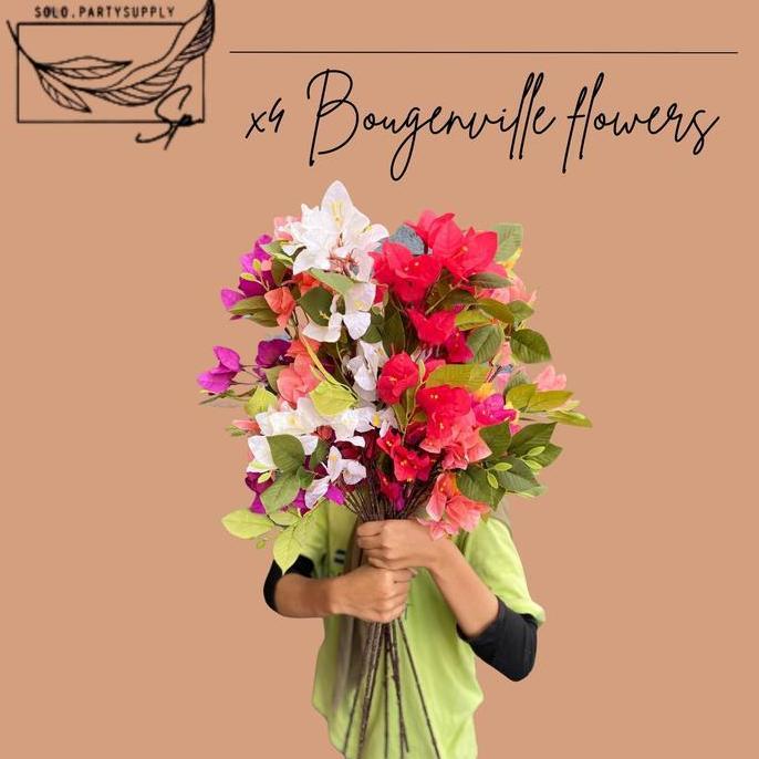 QIVARASHOP_ - (QC) 4 CABANG BOUGENVILLE FLOWERS ARTIFICIAL BUNGA HIASAN DEKORASI BOUGENVILLE PREMIUM