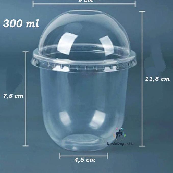 Posizioni- Gelas Plastik / Cup Pp 10 Oz U Capsul Oval Plus Tutup Plus Tutup Lid Dome