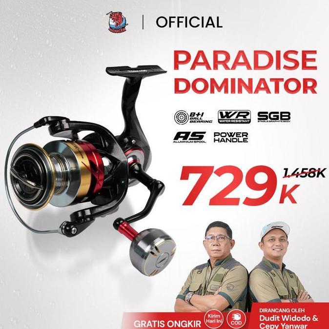 Reel Paradise Dominator Reel Pancing Power Handle Metal, Graphite Body Putaran Halus & Anti Karat Pu