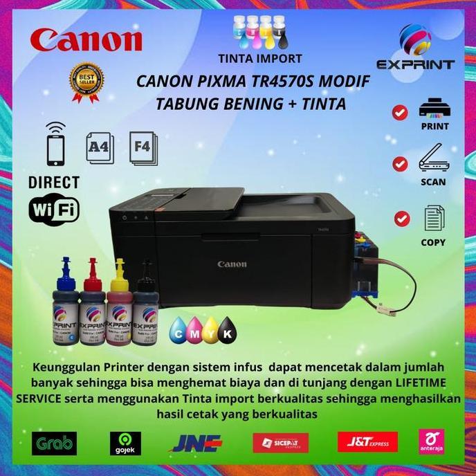 Bolehdijamin- Printer Canon Pixma Tr4570S + Infus ( Print Scan Copy Fax Wifi)