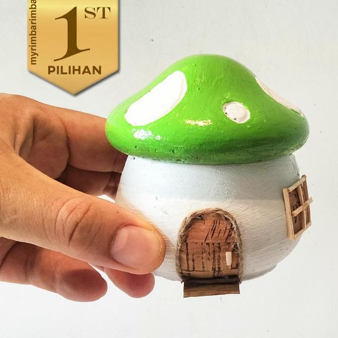 Rumah Jamur Hijau Hiasan Aquarium Ikan Hias Dekorasi Aquascape Tanaman Air