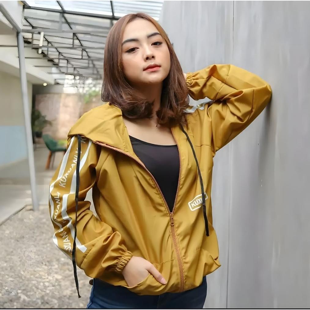Grade Ori Jaket Wanita Sport Casual Kuxu Terbaru - Jaket Hoodie Zipper Parasut Wanita