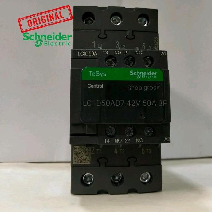 Kontaktor Contactor Schneider Lc1D50Ad7 Lc1D50D7 42V Ac 50A 3P Original Terbaru 