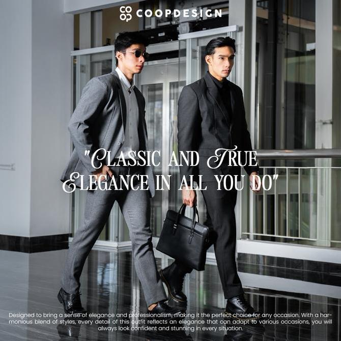 Uomo- Coop Design - Wilson Blazer Jas Kerja Garbadine Nyaman Formal Slimfit Pria Bervariasi Warna