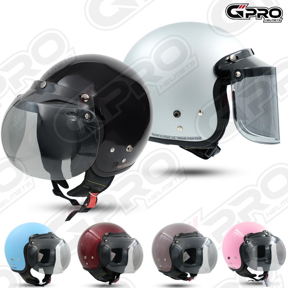 HELM Bogo Dewasa Classic Half Face Gpro-Helm Motor SNI Cepol Hijab Wanita Pria #28