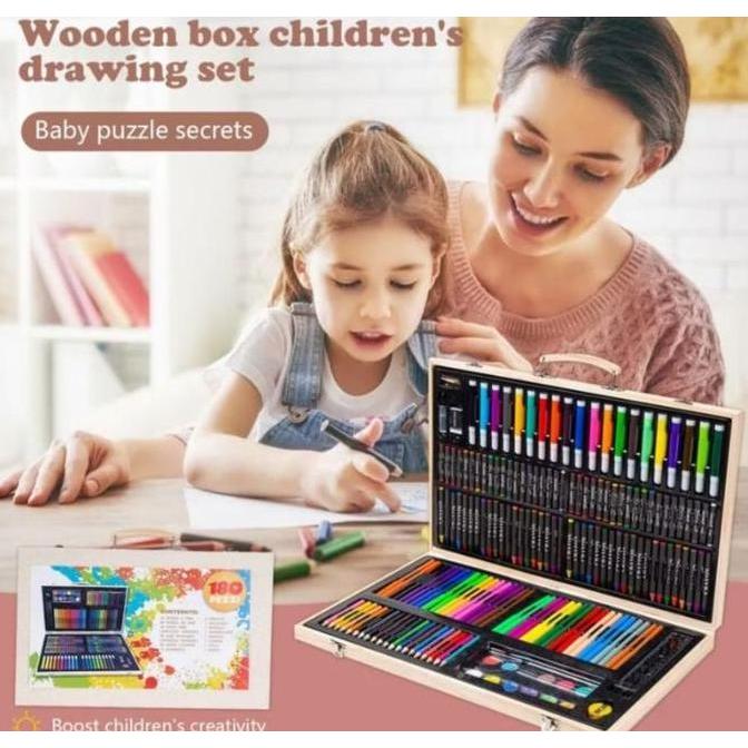 DIBAS_TAVE  - 180 PCS CRAYON SET ART SET ISI 180 PCS PENSIL WARNA SET ANAK CRAYON FUL